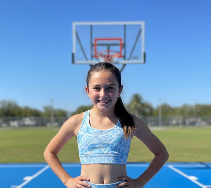 Girls activewear crop top matching bike shorts
