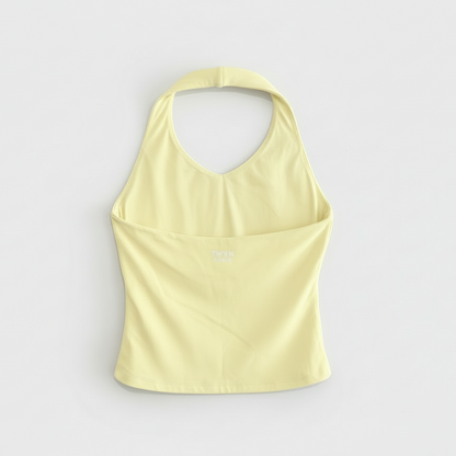 Pastel Yellow girls halter top by Twyn Active