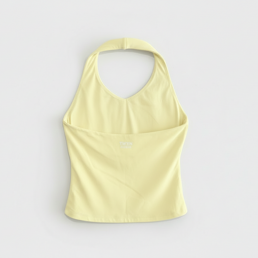 Pastel Yellow girls halter top by Twyn Active