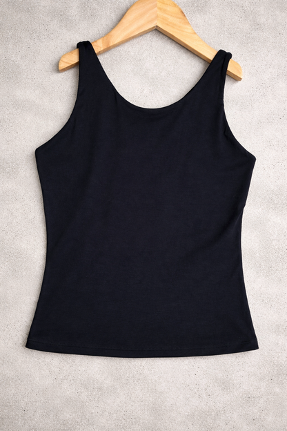front view bamboo singlet. Breathable bamboo, cool and comfortable