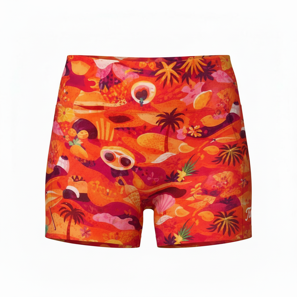 Girls Red Tropical Activewear Bike Shorts | Girls Activewear Australia