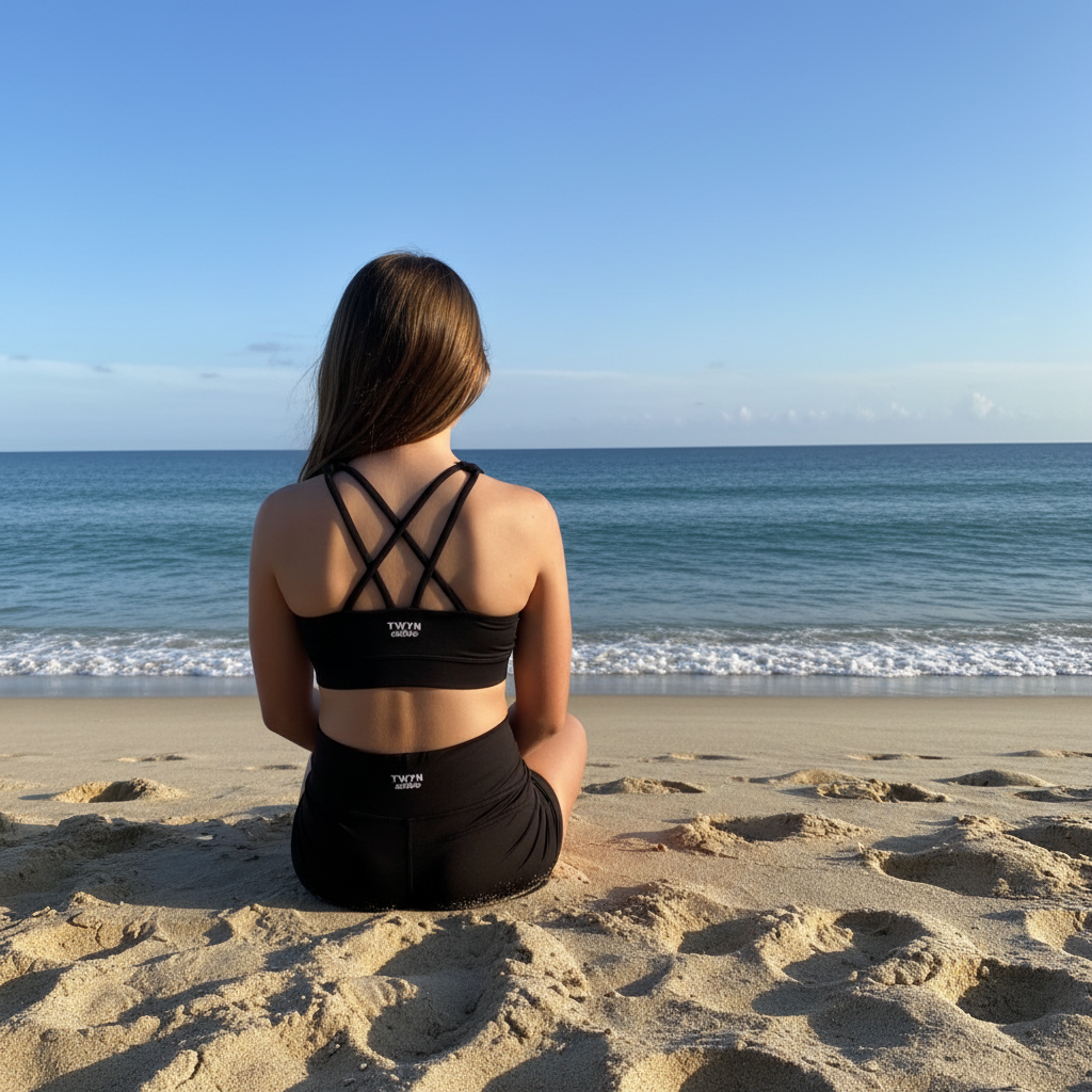 Girl wearing black breathable crop top for sports