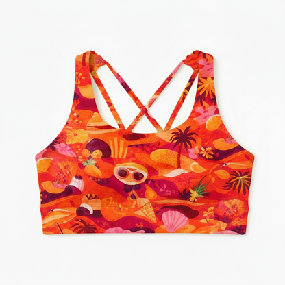 Twyn Active Crazy Coconut crop top for girls in a tropical activewear print